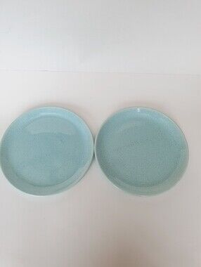 2 Vintage Ceramic Al Fresco By Brusche California Light Green 10" Dinner Plates